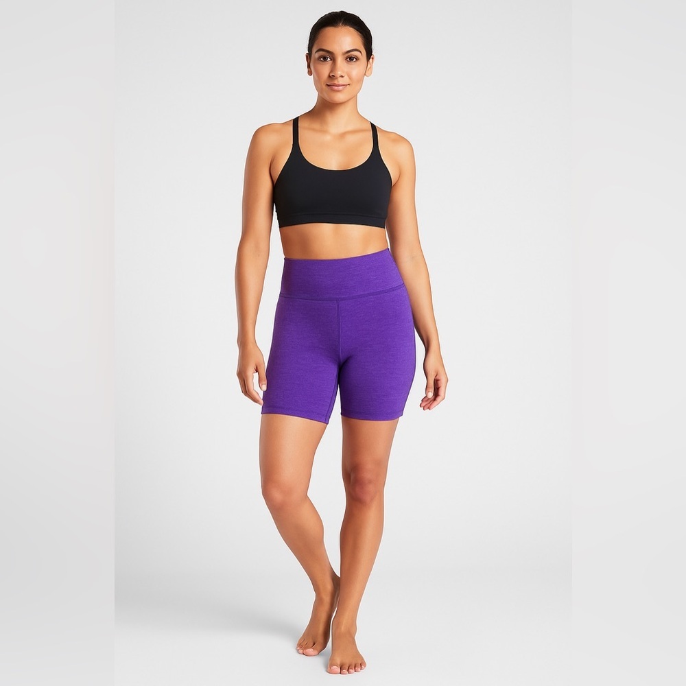 Athleta Purple High Rise Bike‎ Shorts M Women’s Activewear Stretch Gym Yoga